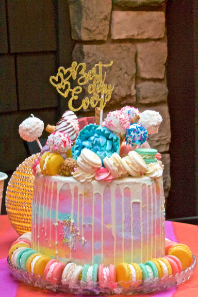 istock Decorative vibrant coloured birthday cake 1173170510