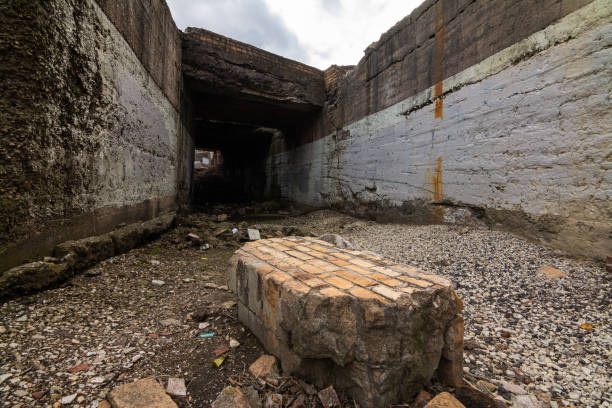 Ruins of old factory.  Joliet Iron Works Park, Illinois, USA