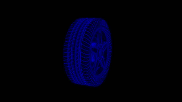 istock 3d Car Wheel Wireframe Model isolated on black background 1173171173