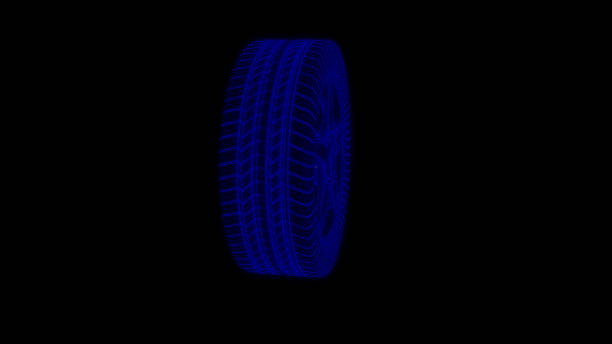 istock 3d Car Wheel Wire Model isolated on black background 1173171192