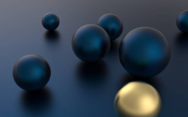 istock Leadership concept with gold sphere and many blue metallic. 3d render illustration 1173173836