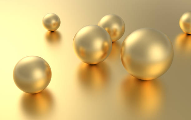istock Gold sphere ball on golden background with reflection. 3D rendering. 1173175789