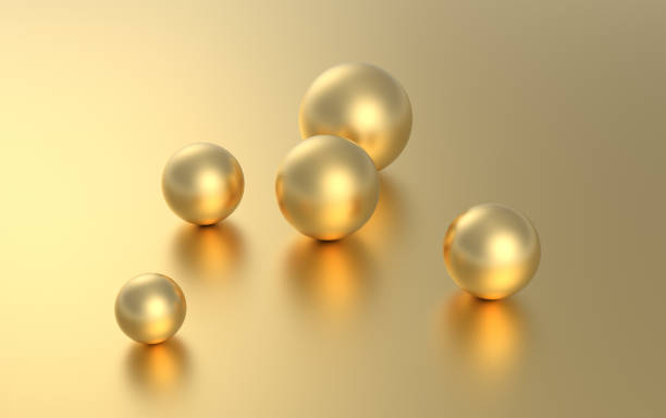 istock Gold sphere ball on golden background with reflection. 3D rendering. 1173175796