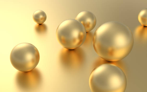 istock Gold sphere ball on golden background with reflection. 3D rendering. 1173175799
