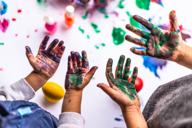Colorful children hands