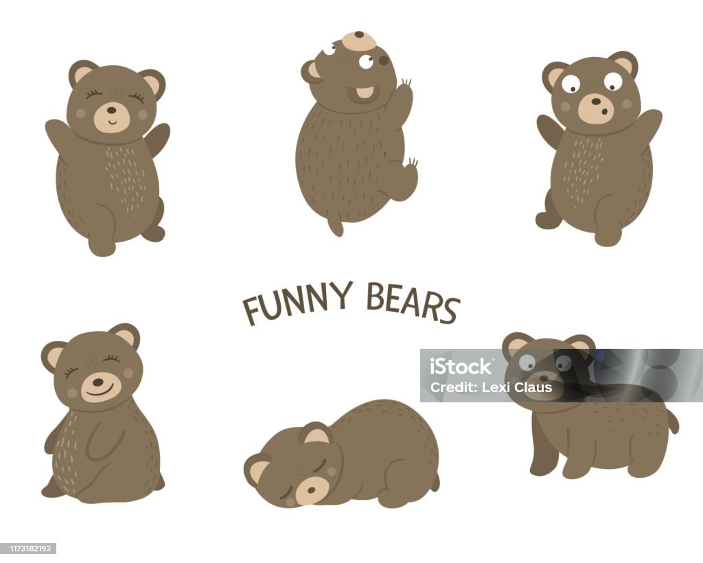 Bộ Vector Của Phong Cách Hoạt Hình Vẽ Tay Những Con Gấu Hài Hước ...