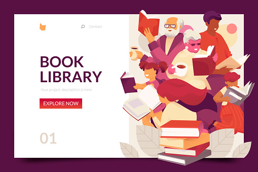 Book Library Html Template Book Library Web Page Template Stock Illustration - Download Image Now ...