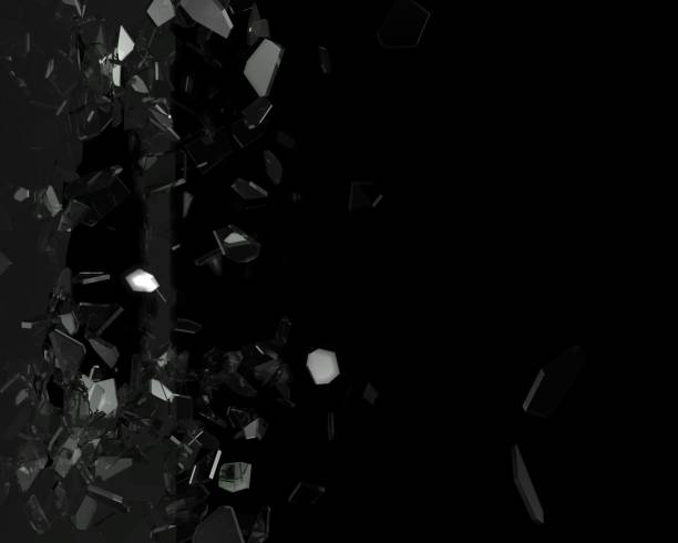 istock Broken glass from the blow, shot on a black isolated background 1173183185