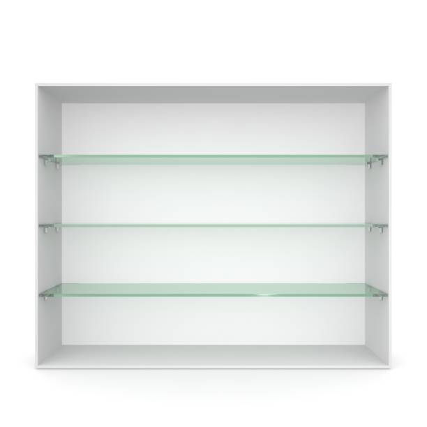 istock White empty showcase with glass shelves green 1173183512