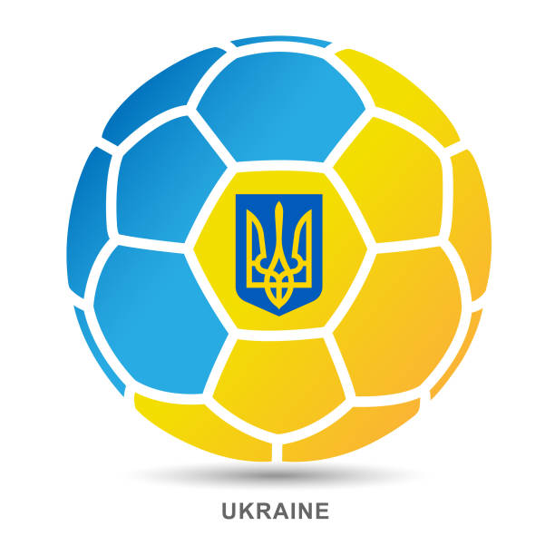 ilustrações, clipart, desenhos animados e ícones de esfera de futebol do vetor com a bandeira nacional de ucrânia no fundo branco - red white american football stadium soccer stadium