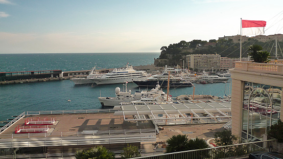 Monte Carlo, Monaco- 11/16/2013: Beautiful view of the dock with yachts in Monaco