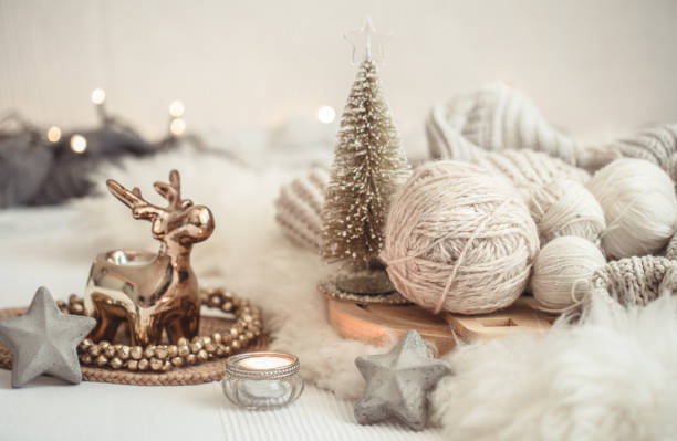 istock Christmas still life background with festive decor. 1173190458