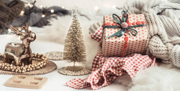 istock Christmas still life background with festive decor. 1173190459