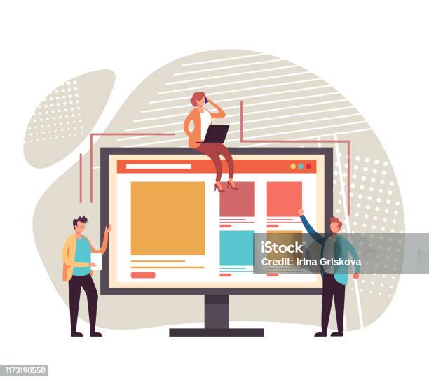 Website Design Development Concept Vector Flat Graphic Design Cartoon ...