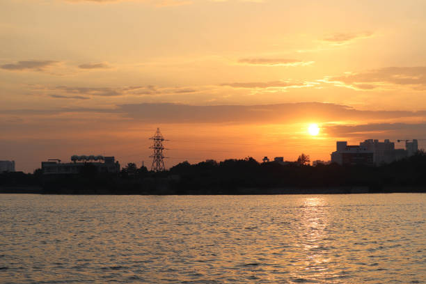 istock Perfect Nice Beautiful sunset view and lake water 1173194376