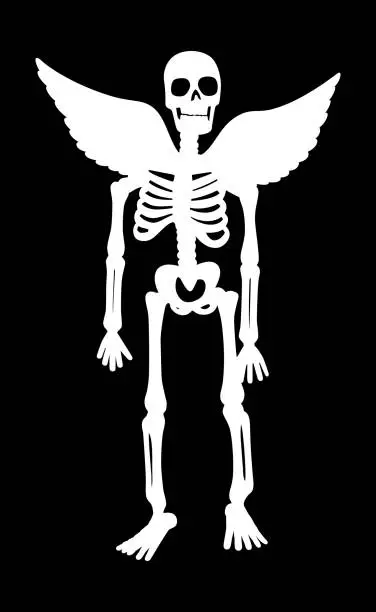 Vector illustration of Skeleton with Wings Silhouette 2
