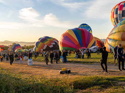 Reno, Nevada - USA- September 7, 2019: Spectators watch the Balloons during the Reno Balloon Races at Rancho San Rafael Park. A free event that has gone on for 38 years.