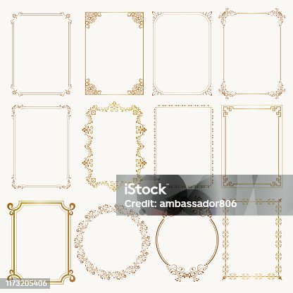 istock Calligraphic frame set. Borders corners ornate frames. Vector 1173205406