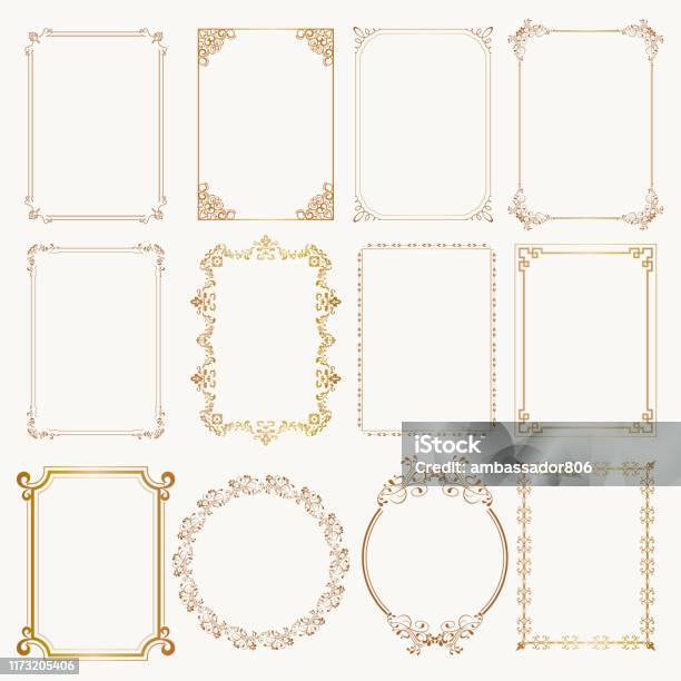 Calligraphic Frame Set Borders Corners Ornate Frames Vector Stock Illustration - Download Image Now
