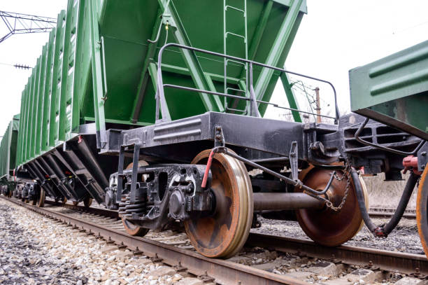istock The green car is on the rails. 1173209064