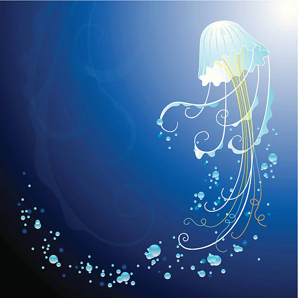 Abstract deepsea jellyfish vector art illustration