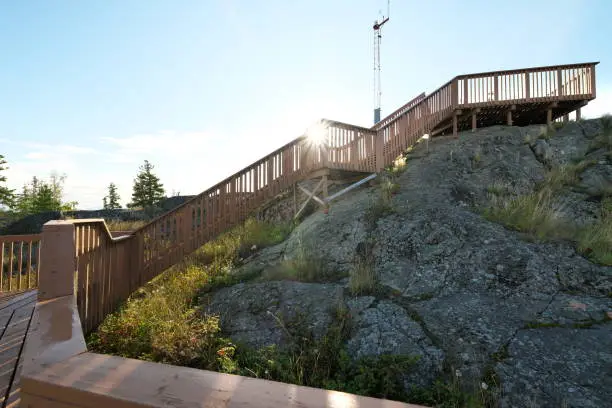 Photo of Steps of Bush Pilot's Monument or just Pilot's Monument, the most popular lookout rises above Old Town in Yellowknife