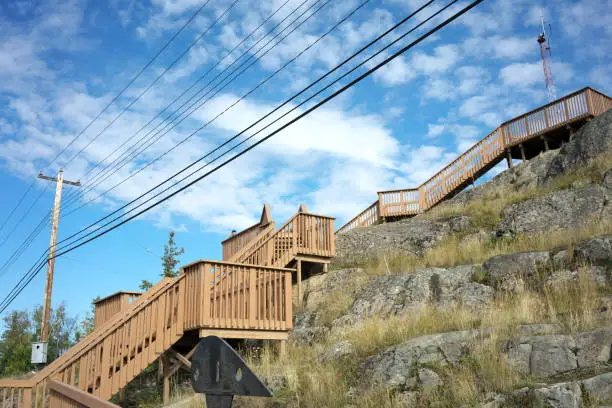 Photo of Steps of Bush Pilot's Monument or just Pilot's Monument, the most popular lookout rises above Old Town in Yellowknife