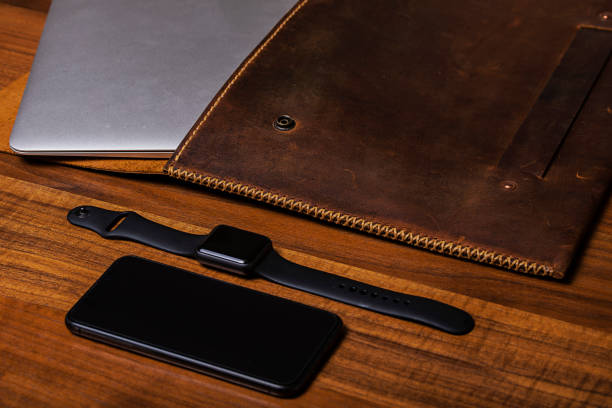 istock Laptop, Smart Phone, Smart Watch on desk 1173221938