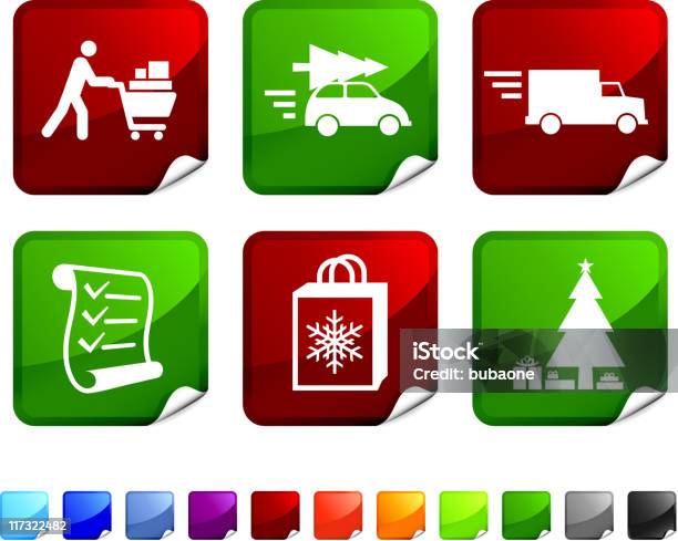 Праздник Рождества Торговый Векторный Икона Set — стоковая векторная графика и другие изображения на тему Автомобиль - Автомобиль, Блестящий, Векторная графика