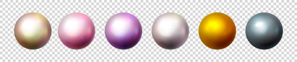 istock Shiny pearl isolated on transparent background. Multicolored orbs, spherical balls and 3D circle glass buttons. Glossy sphere, icons set. Vector objects for decoration. Illustration. 1173224887