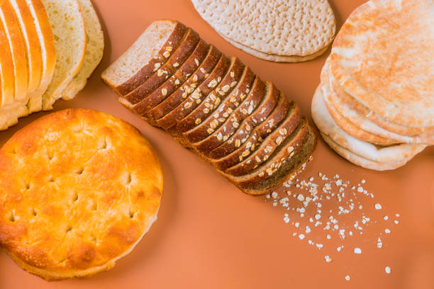 assortment of variety of the bread with grains. - baked bread breakfast brown imagens e fotografias de stock