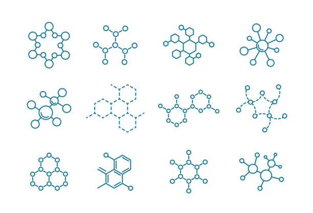 молекула формулы. - atom molecule molecular structure chemistry stock illustrations