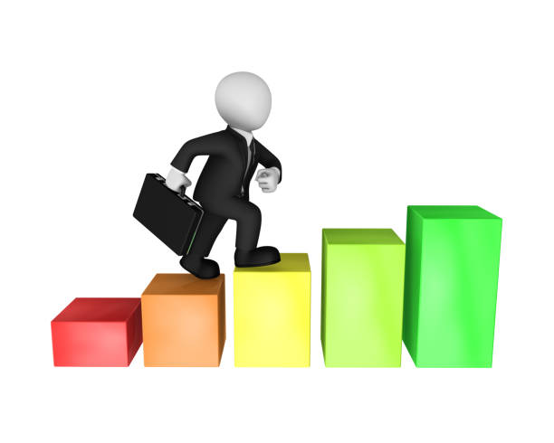 istock 3d businessman and career growth concept. 1173235392