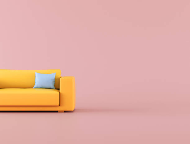 istock Mock up of yellow sofa on blue background,minimal concept, 3D rendering. 1173243765