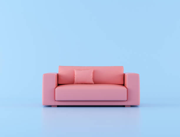 istock Mock up of pink sofa on blue background,minimal concept, 3D rendering. 1173243786