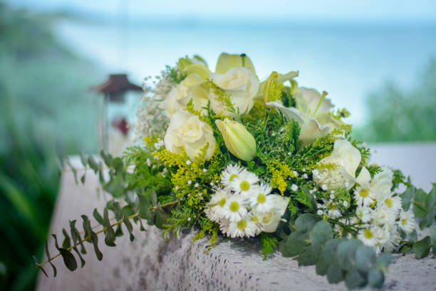 istock Bouquet of lilies and chrysanthemums in daylight. 1173244823