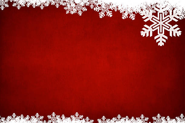 Horizontal Grungey red background with white snowflake border