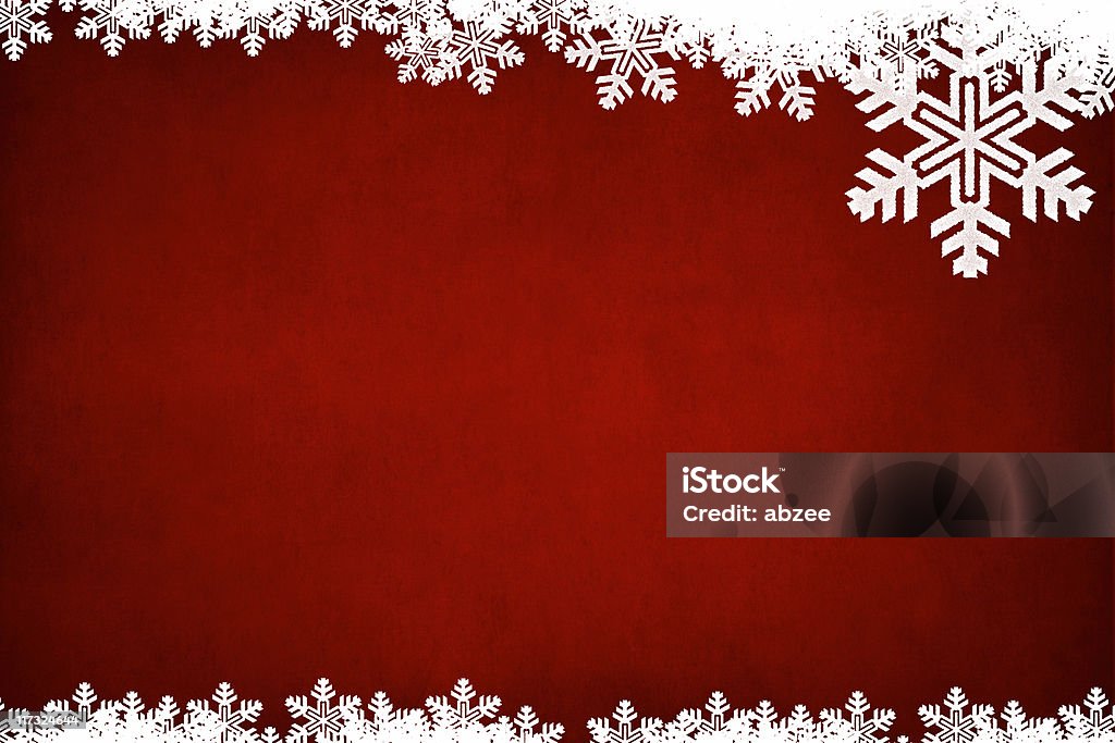 Poziome Grungey Czerwone tło z białe płatki śniegu border - Zbiór zdjęć royalty-free (Boże Narodzenie)