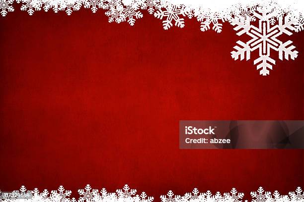 Poziome Grungey Czerwone Tło Z Białe Płatki Śniegu Border - zdjęcia stockowe i więcej obrazów Boże Narodzenie