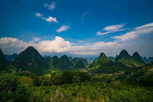 Karst mountains and river Li in Guilin/Guangxi region of China