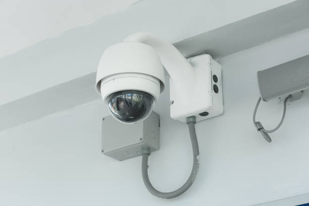istock Modern CCTV camera on a wall in the airport. 1173256966