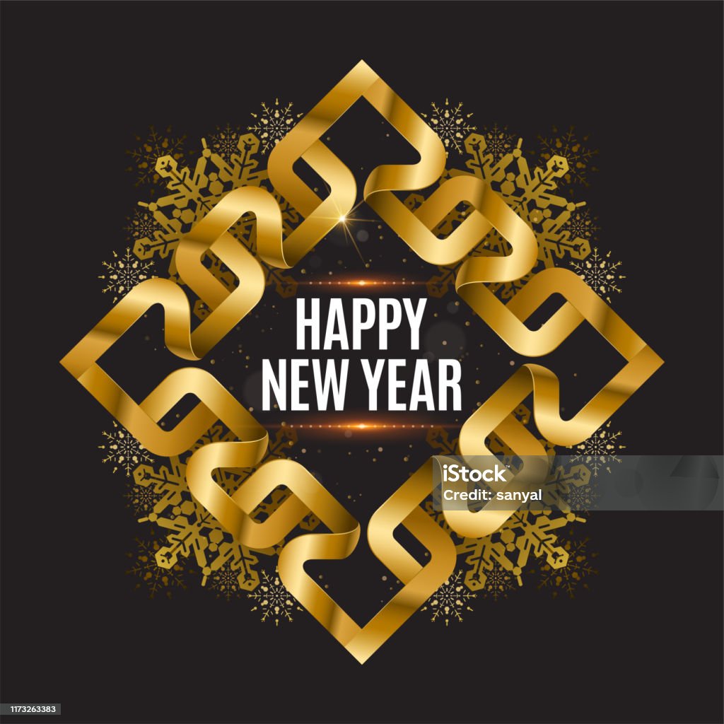 Happy New Year 2020 The Inscription Is Made Of Curved Gold Ribbons ...