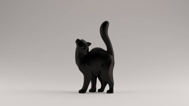 istock Black Cat Styled Sculpture with its Tail Up Left View 1173263980