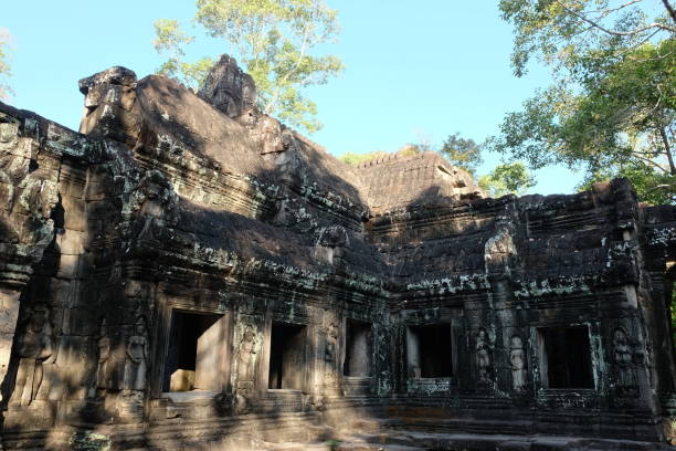 istock Empty windows of a dilapidated temple. Medieval ruins in Indochina. 1173266361