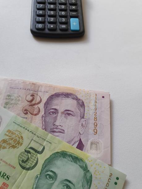 istock Singaporean banknotes of different denominations and calculator 1173266369