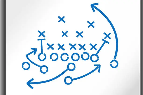 Vector illustration of Football Strategy Game plan on whiteboard