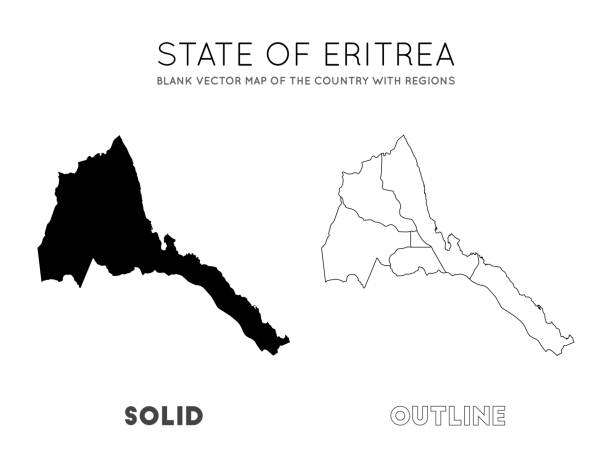 Eritrea map. Eritrea map. Blank vector map of the Country with regions. Borders of Eritrea for your infographic. Vector illustration. silhouette of a eritrea stock illustrations