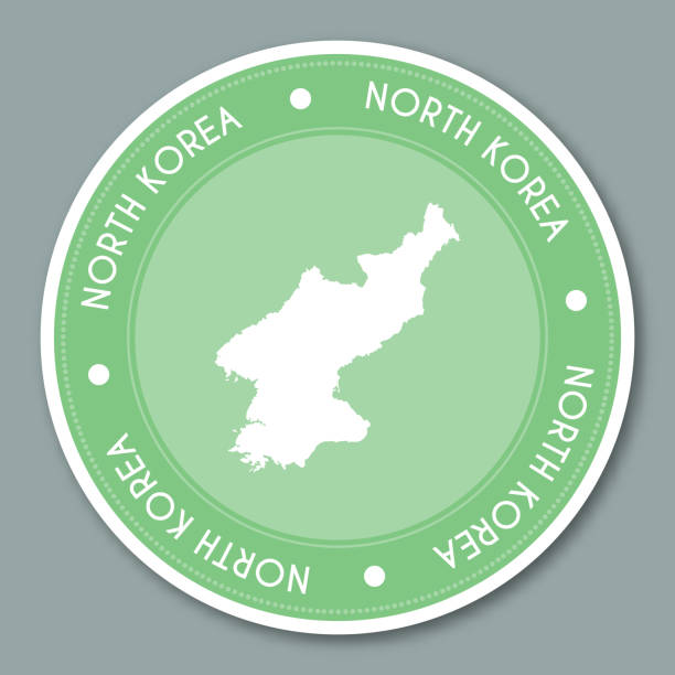 ilustrações de stock, clip art, desenhos animados e ícones de korea, democratic people's republic of label flat sticker design. - democratic peoples republic of north korea