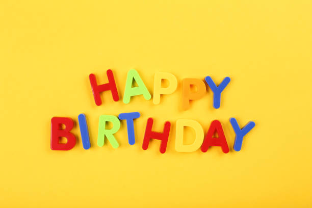istock Text Happy Birthday by plastic letters on yellow background 1173276978