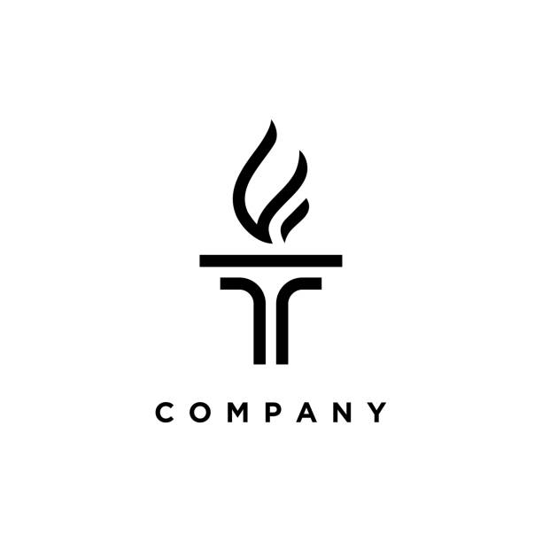 Initial T for Torch design inspiration image description fire alphabet letter t stock illustrations